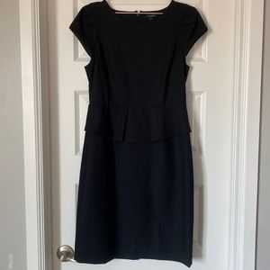 J.Crew Black Peplum Stretch Wool Size 8 Knee Length Cap Dress 05993